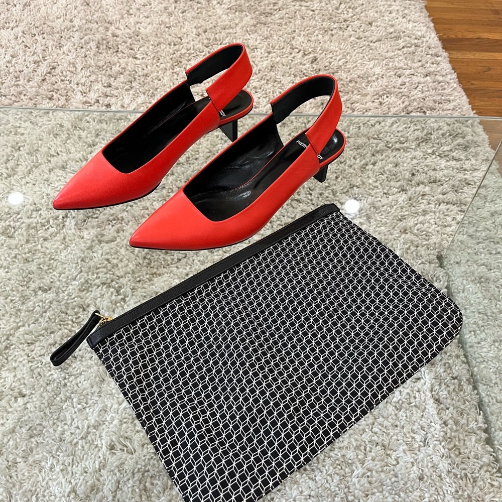 Pierre Hardy Bundle! PH Red Slingback Heels 40 eu- 10us & PH Black & White Pouch